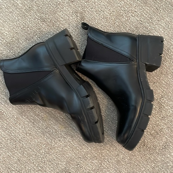 REDTOP Chelsea Boots 9.5 BlackChunky Block Heel Platform Lug Sole Ankle Booties - Picture 4 of 9